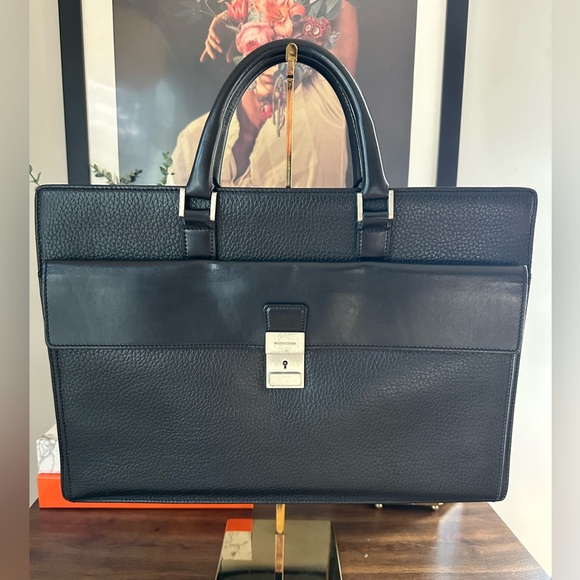 Burberry Other - Burberry Black Leather Briefcase Laptop Carrier